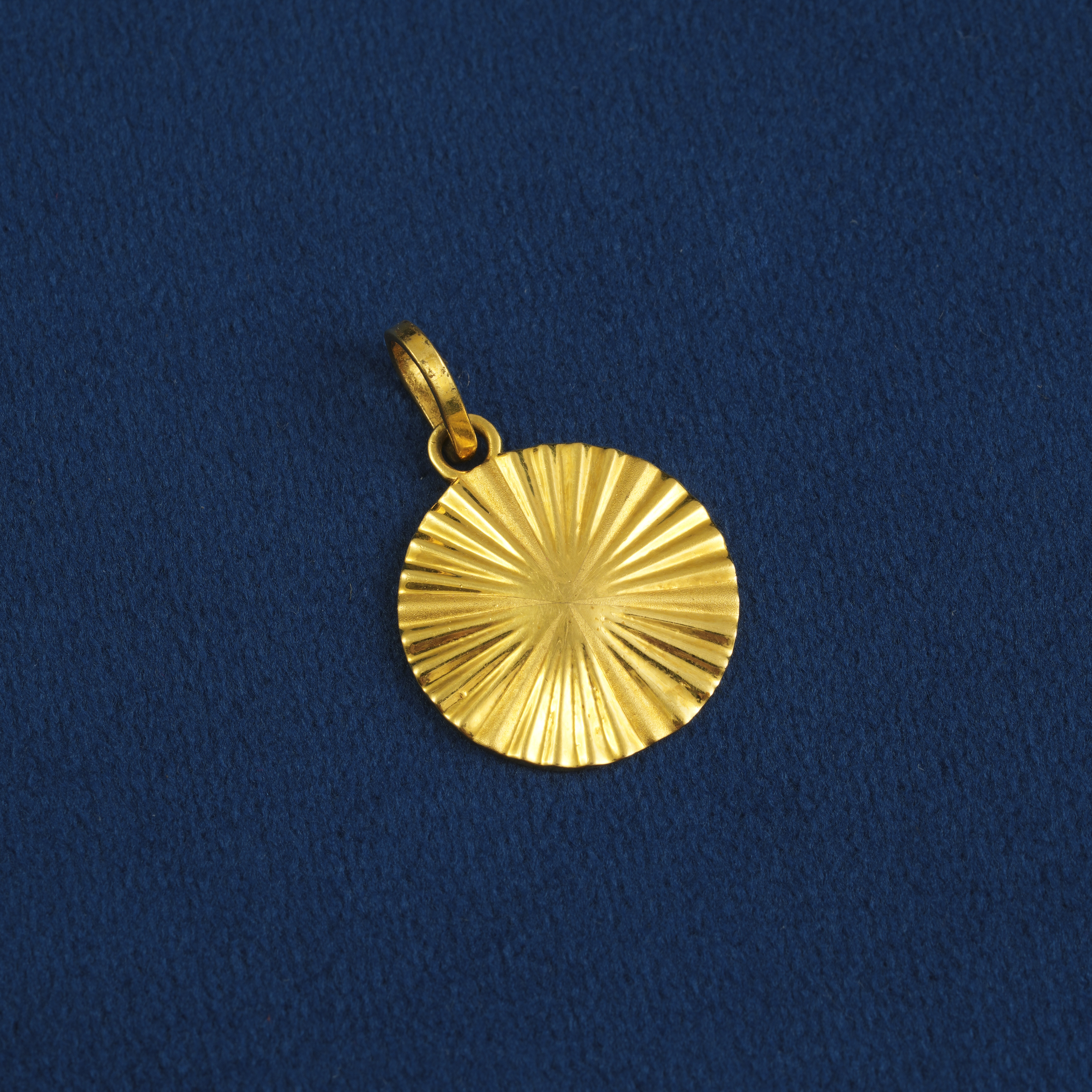 22K Gold Round Sunburst Pendant