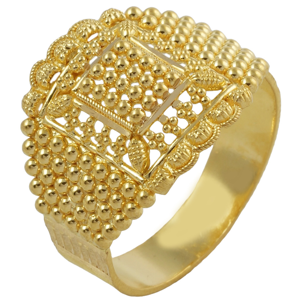 Hira Panna 22k Gold Ladies Ring For Party Wedding Wear