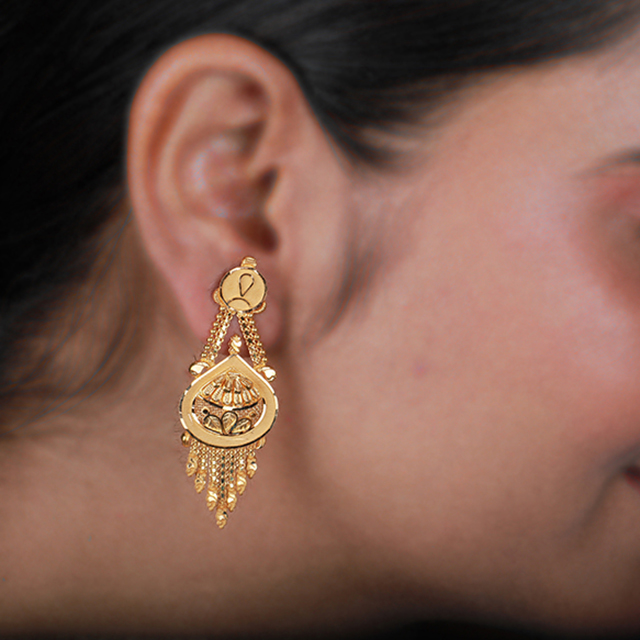 Grand 2 Layer 1 Gram Gold Jhumki Earring Designs ER3600