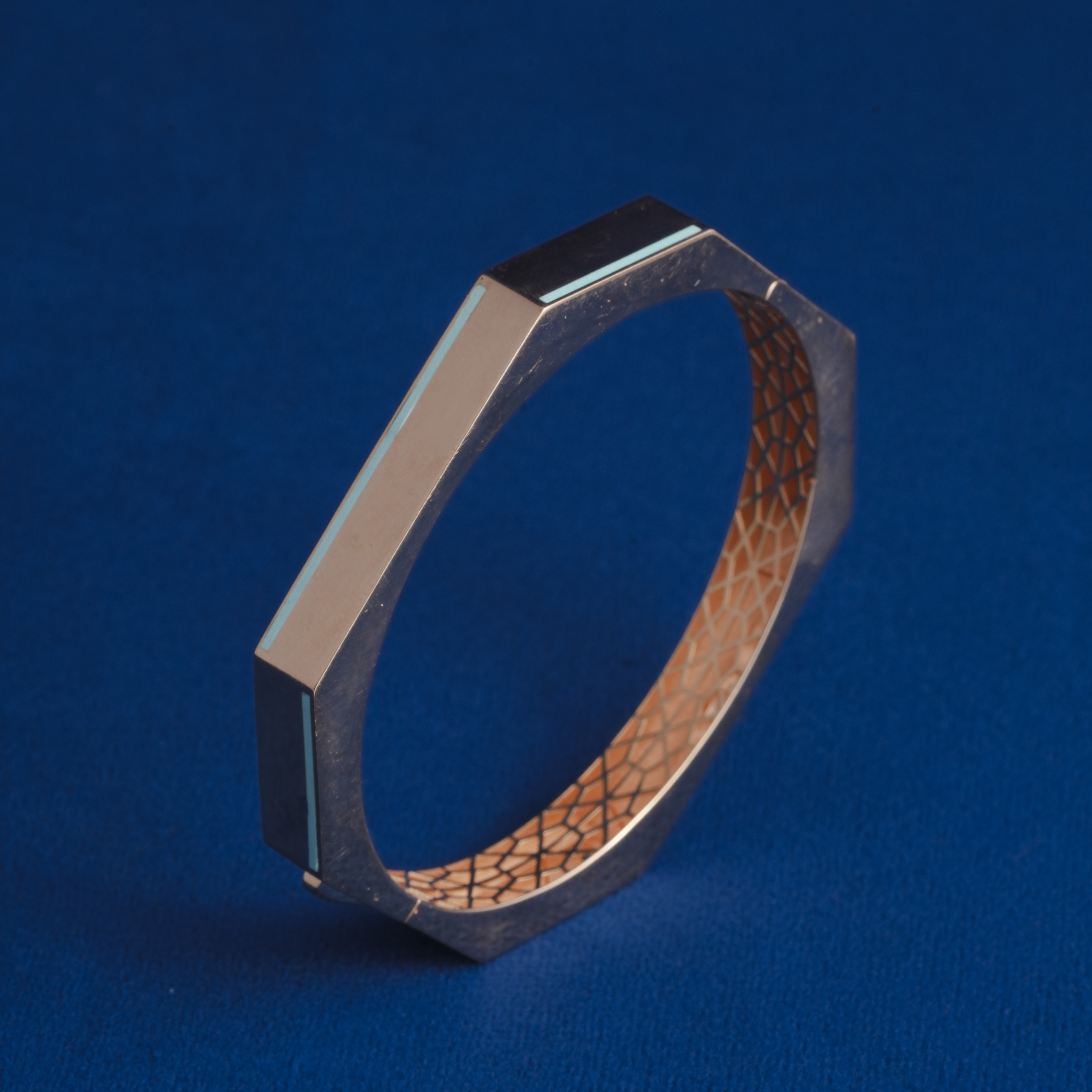 ROSE GOLD ITALIAN  KADA IN BOLD HEXAGONAL DESIGN