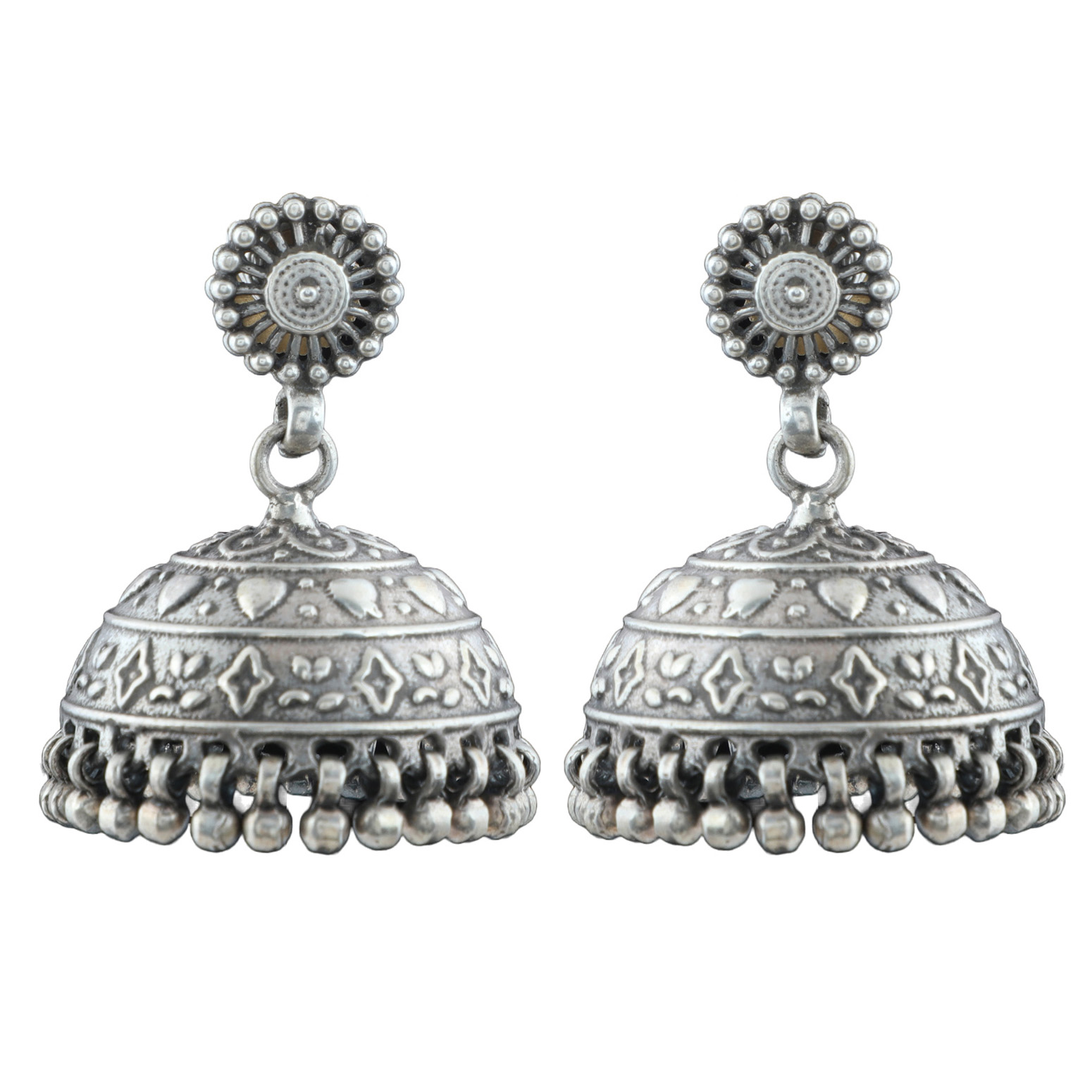 Hira Panna Silver Jhumka for Women & Girls
