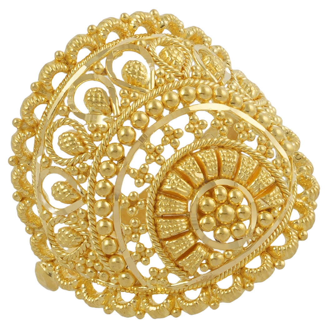 Bridal Big Gold Ring Design Hira Panna 22k Gold Ladies Ring For