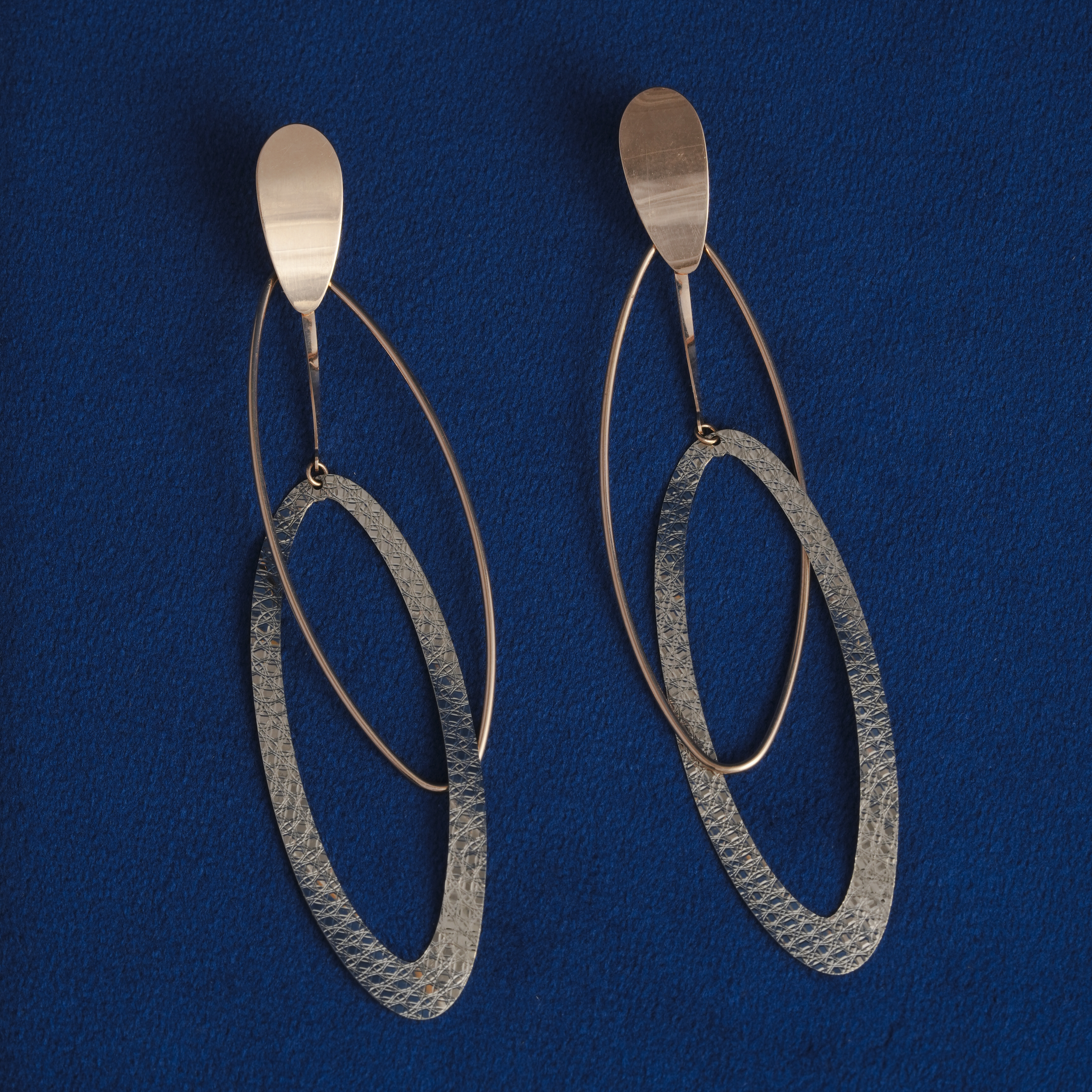 Elegant Rose Gold Italian Oval Drop Earrings