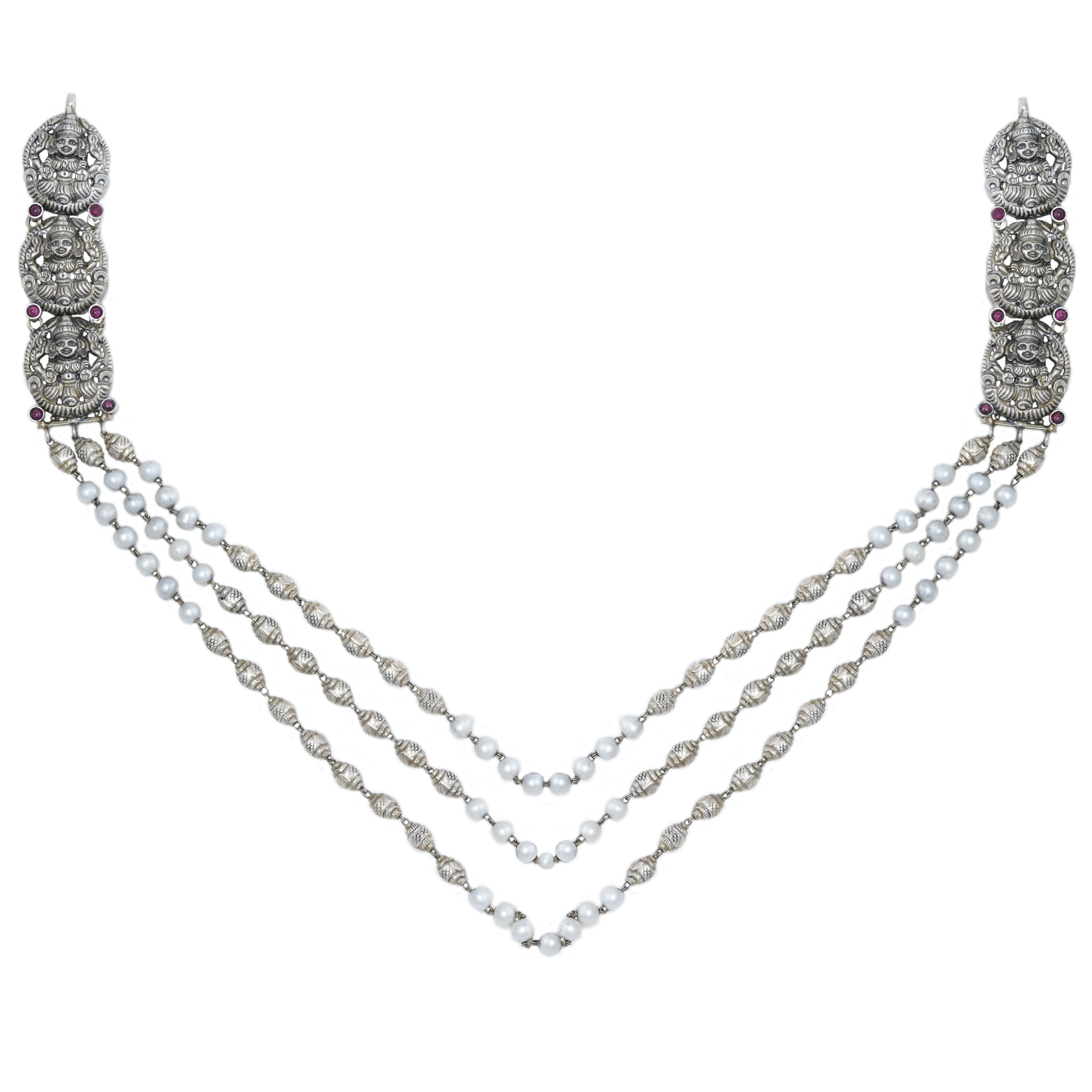Hira Panna Silver Antique Necklace for Women & Girls (92.5)