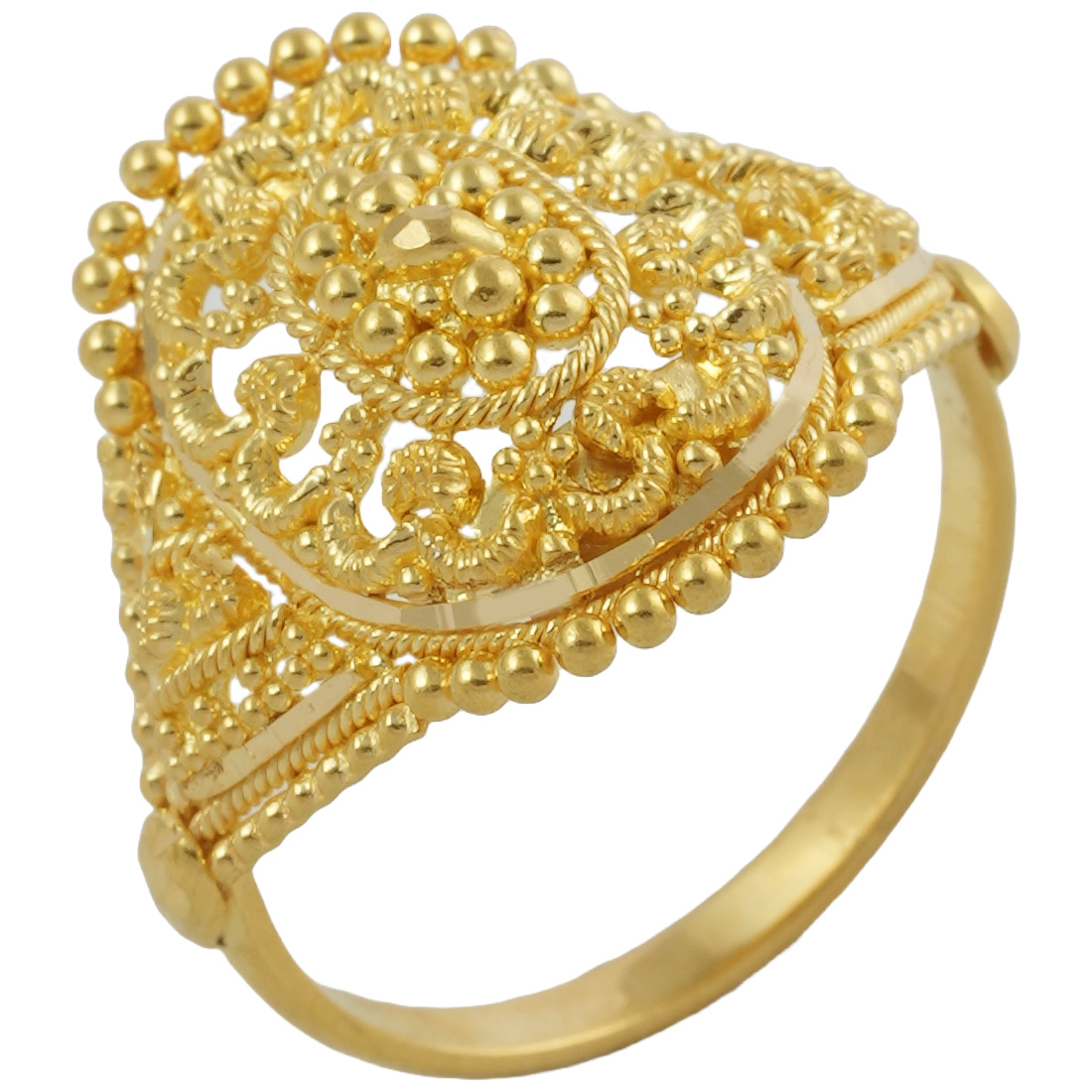 Hira Panna 22k Gold Ladies Ring For Party Wedding Wear