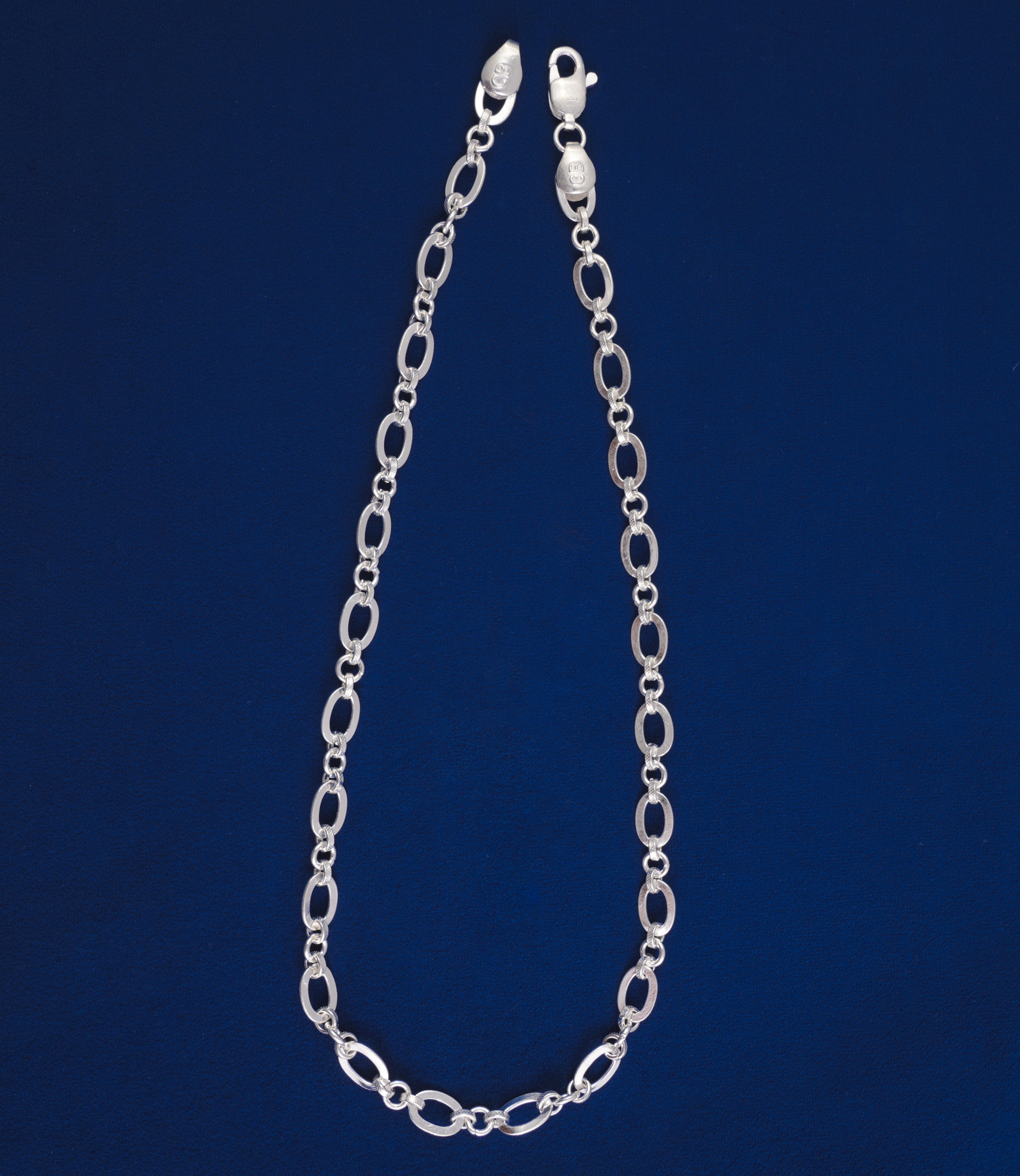 BOLD STERLING SILVER ALTERNATING OVAL LINK CHAIN - Hira Panna Jewellers