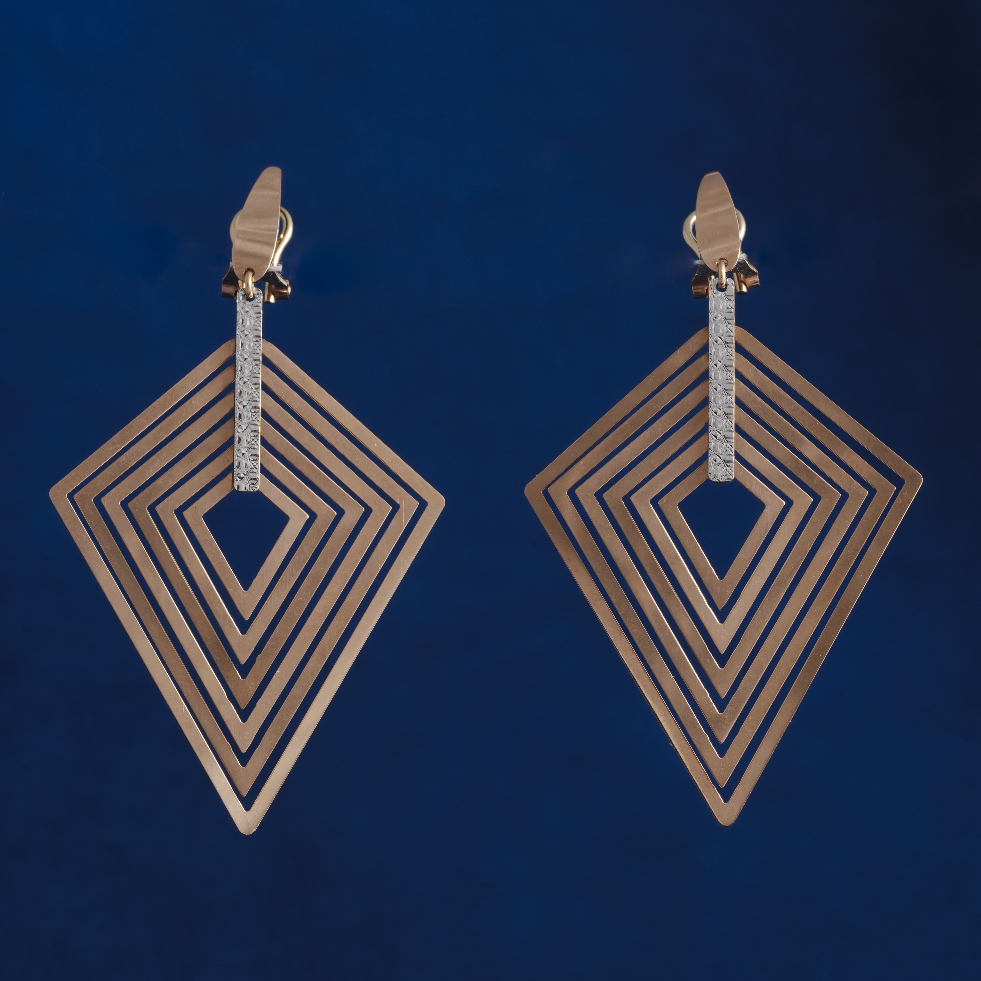 ELEGANT ROSE GOLD ITALIAN GEOMETRIC DROP EARRINGS