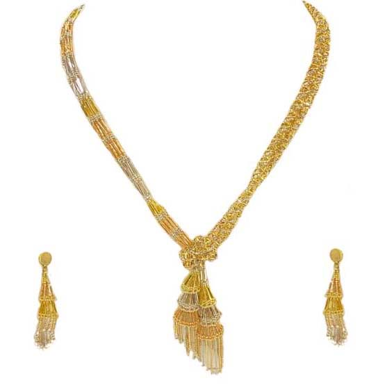 Hira Panna 22k Gold Necklace Set