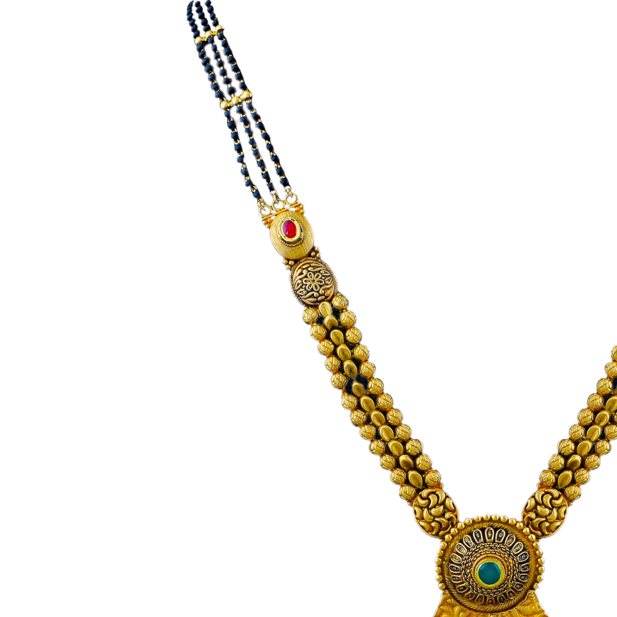 Hira Panna 22k Gold Long Chain Mangalsutra For Party Wedding