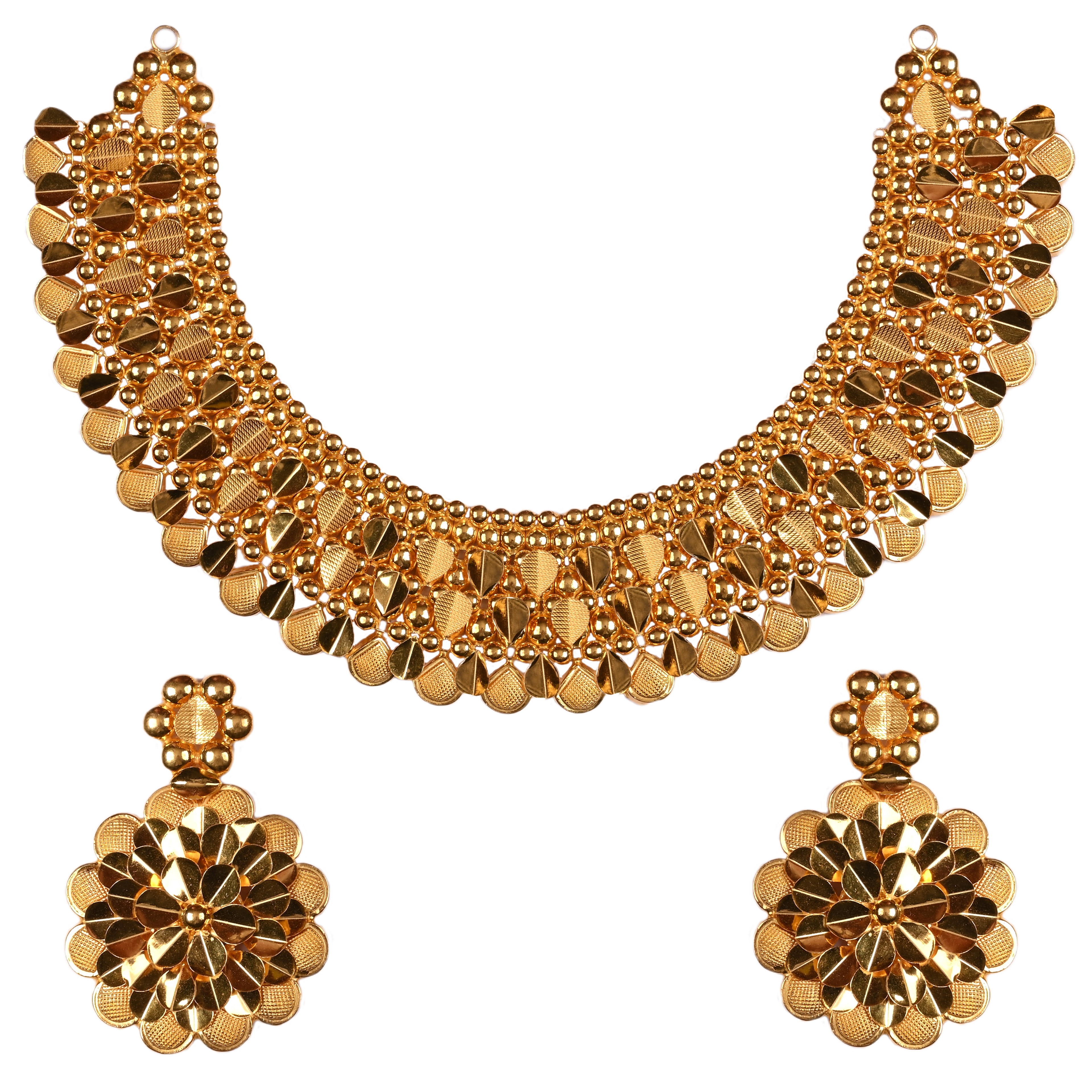 Hira Panna 22k Gold Necklace & Earrings For Party & Wedding Wear