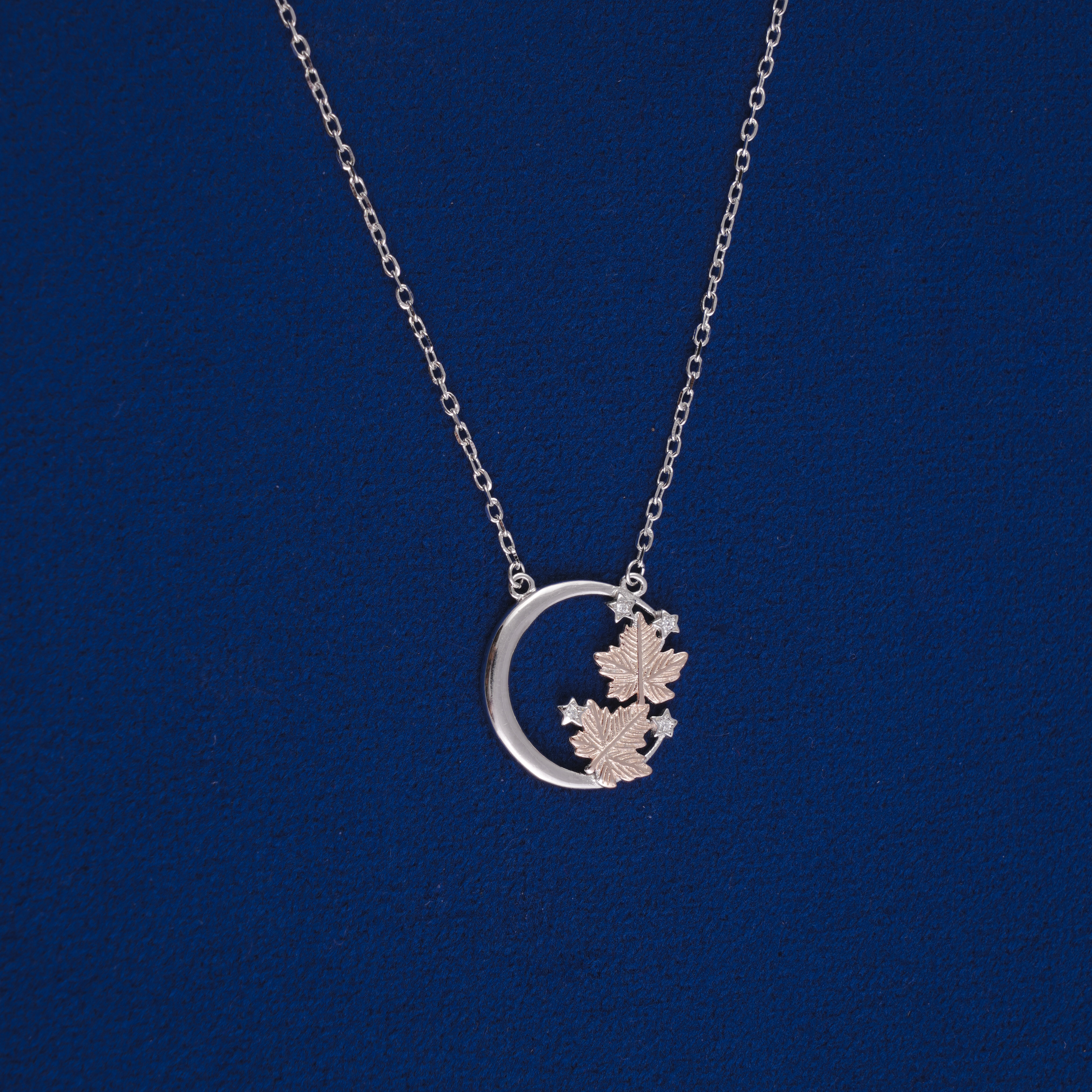 DAINTY STERLING SILVER CRESCENT MOON AND BUTTERFLY CHAIN